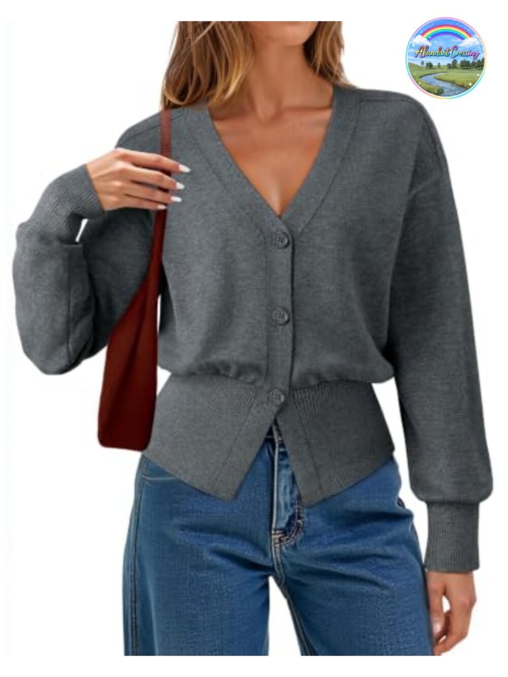 Women's Open Front Cardigan Long Sleeve Ribbed Knit Peplum V-Neck Casual